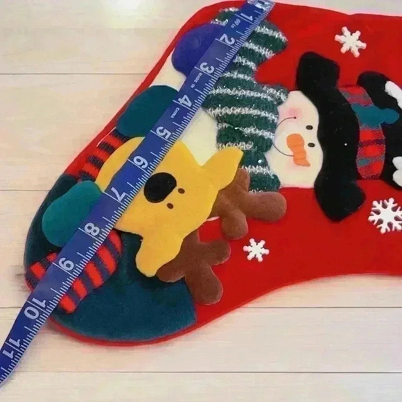VTG 3D Prima Creations Dog Reindeer Ears Snowman Welcome Christmas Stocking - Picture 3 of 6